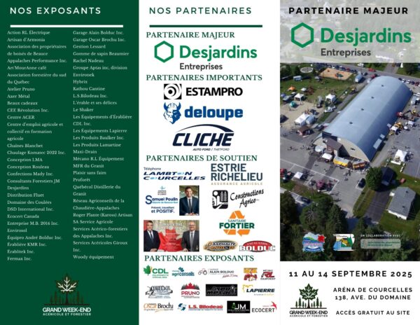 Une entrée pour le brunch du 14 septembre 2025 du grand week-end Acéricole et Forestier